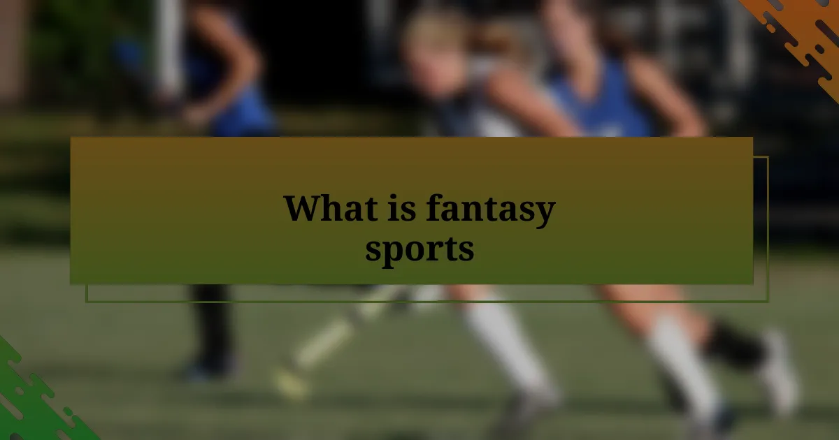 What is fantasy sports