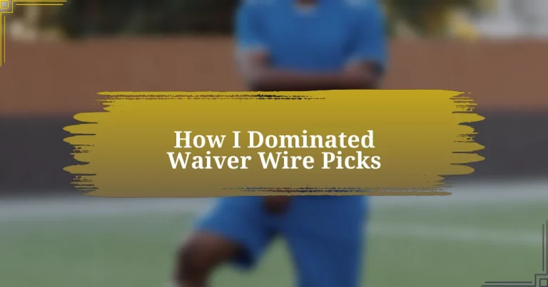 How I Dominated Waiver Wire Picks