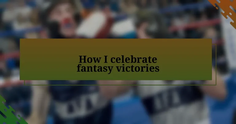 How I celebrate fantasy victories