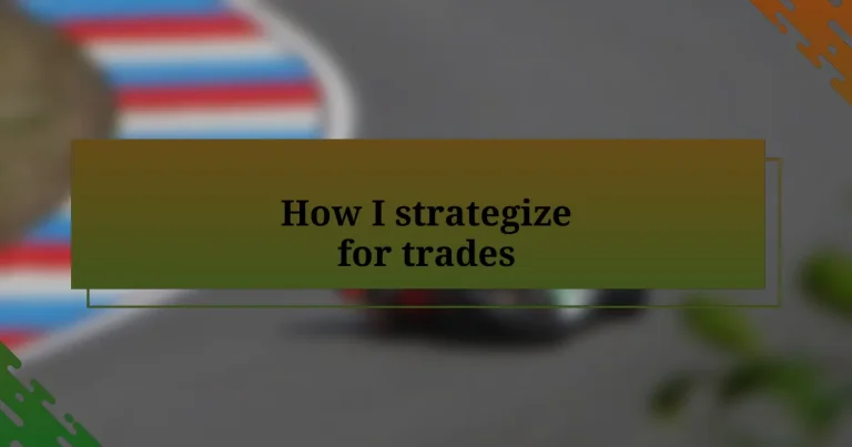 How I strategize for trades