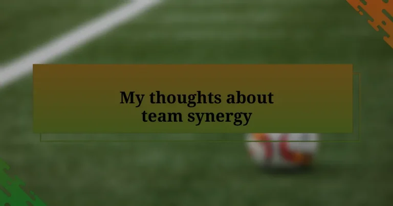 My thoughts about team synergy