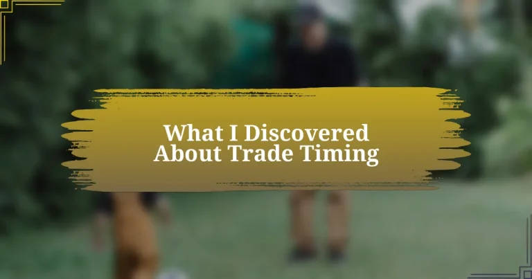 What I Discovered About Trade Timing
