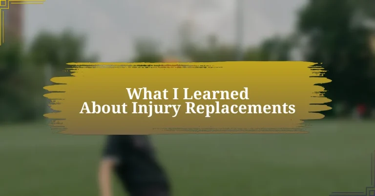 What I Learned About Injury Replacements