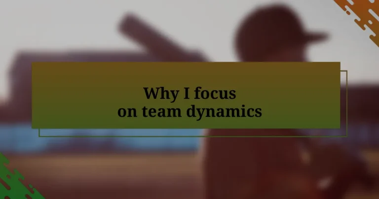 Why I focus on team dynamics