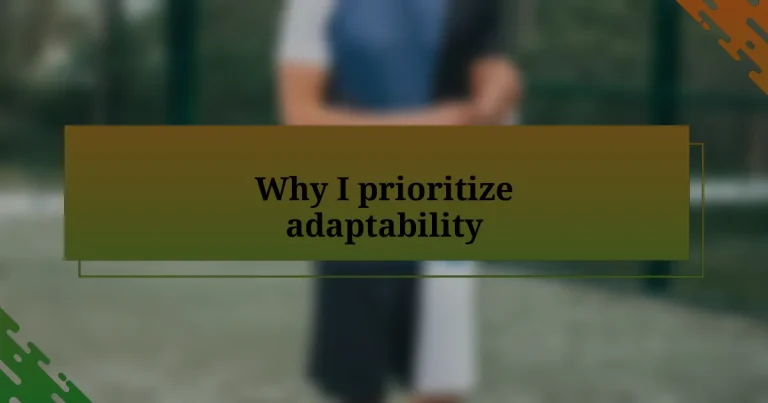 Why I prioritize adaptability