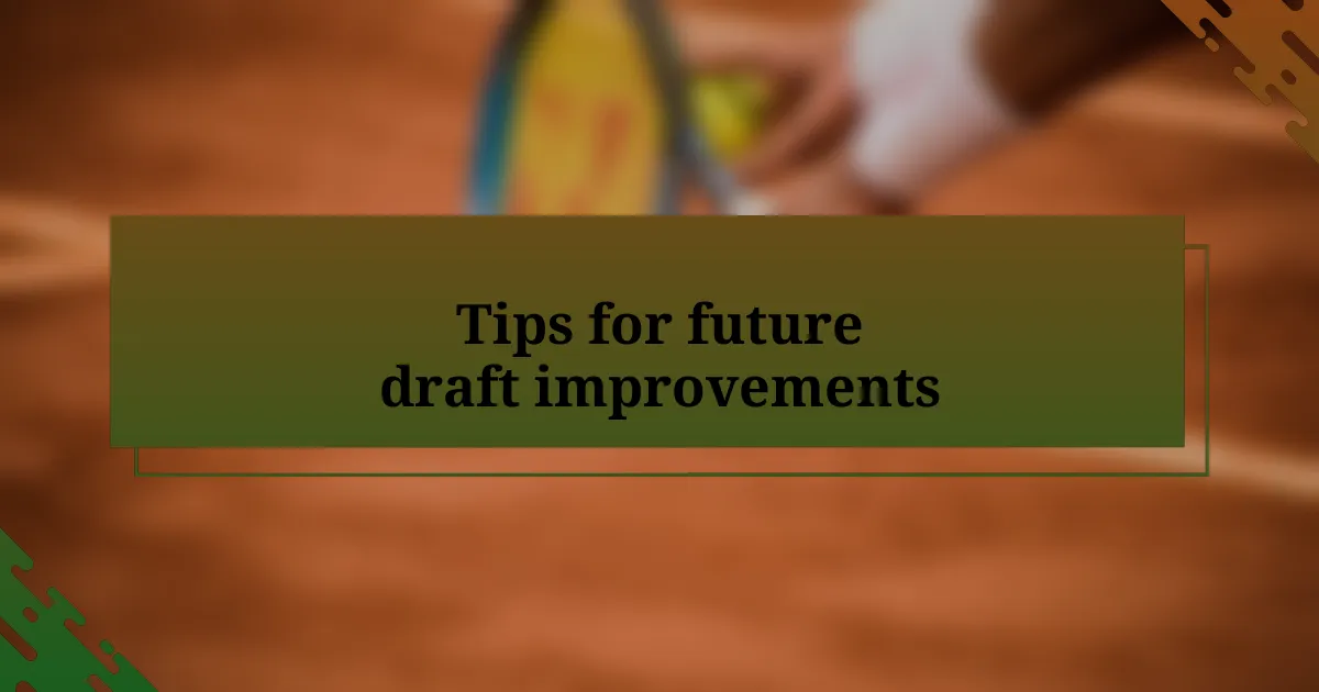 Tips for future draft improvements