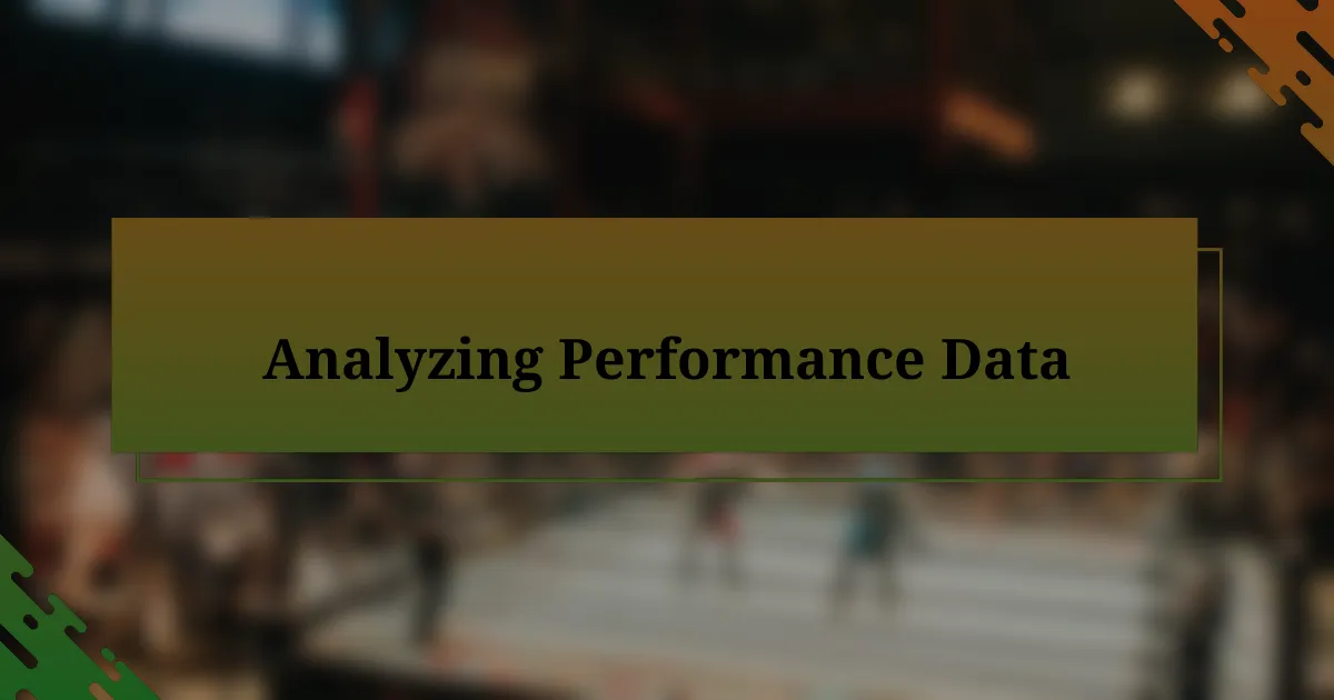 Analyzing Performance Data