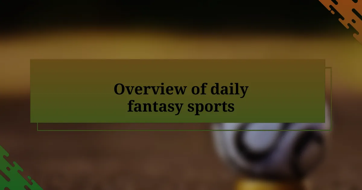 Overview of daily fantasy sports