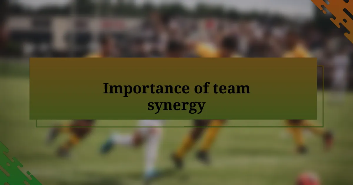 Importance of team synergy