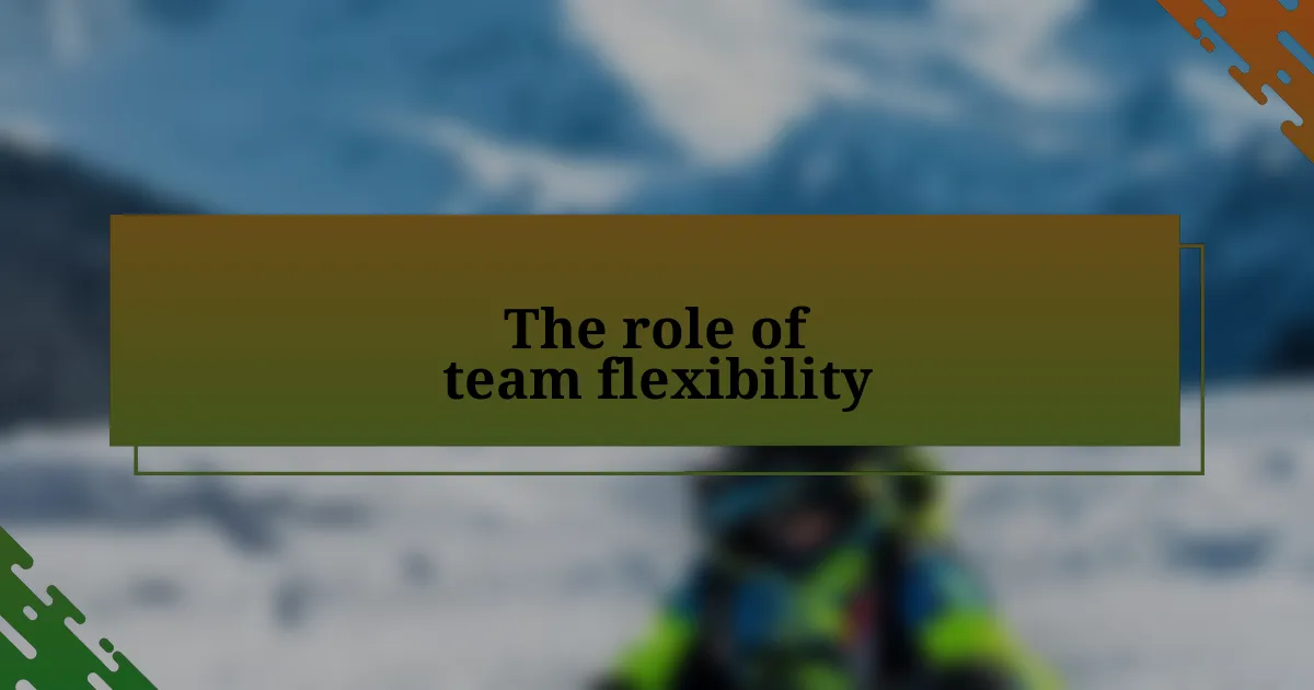 The role of team flexibility